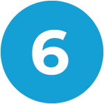 blue circle with 6 in white in the center
