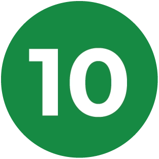 green circle with 10 in white in the center